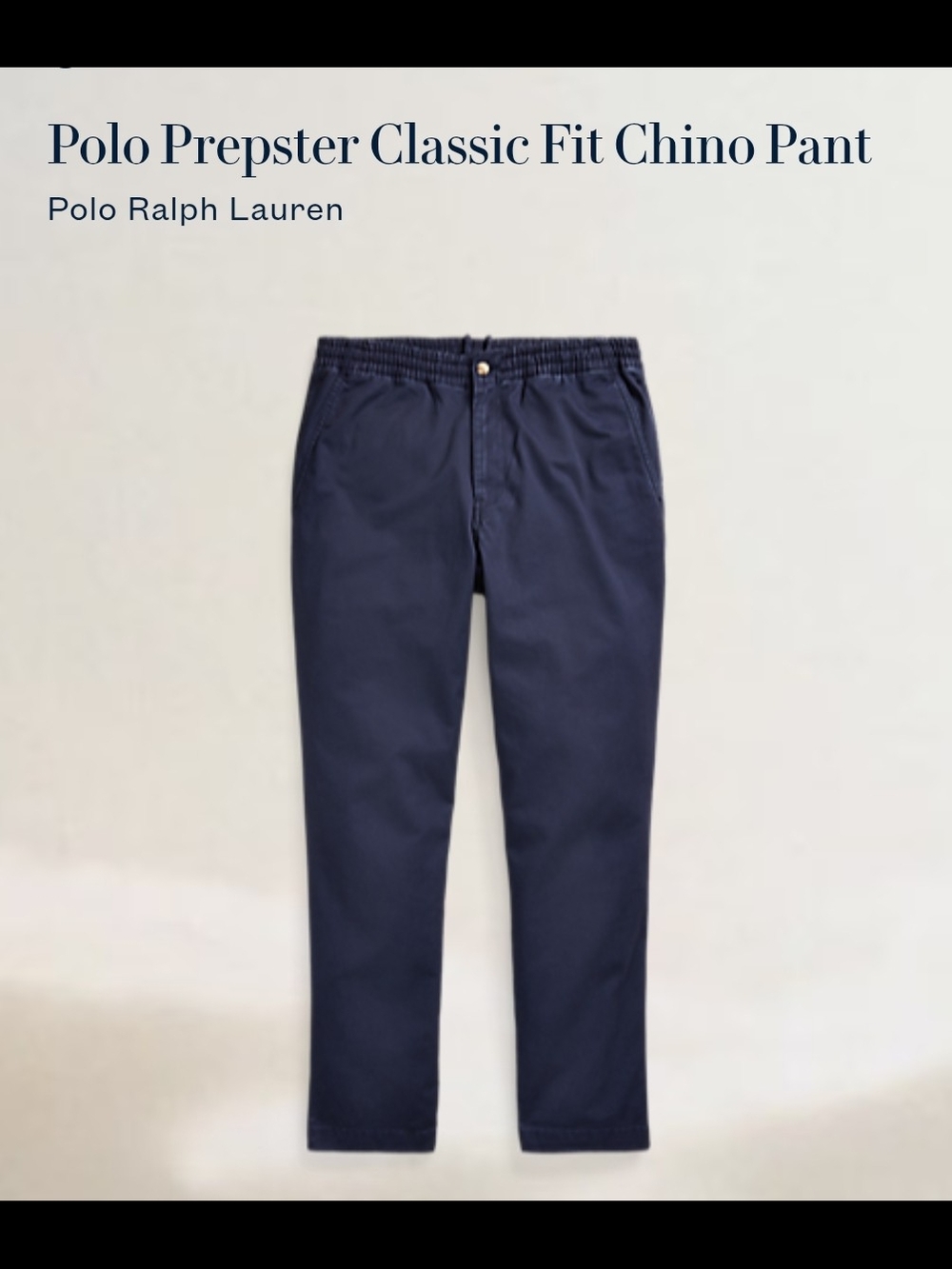 Polo by Ralph Lauren Navy Classic Fit Chino Pant